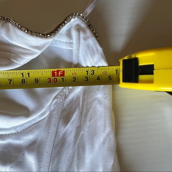 NEW ZARA RHINESTONE CORSET MIDI DRESS OYSTER WHITE | 1165/152 - Picture 11 of 15